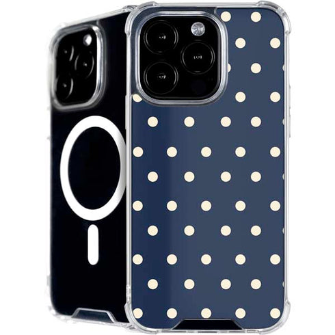 Blue and Cream Polka Dots iPhone 16 Pro Max MagSafe Case