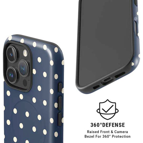 Blue and Cream Polka Dots iPhone 16 Pro Max Magsafe Impact Case