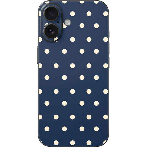 Blue and Cream Polka Dots iPhone 16 Skin