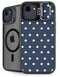 Blue and Cream Polka Dots iPhone 16e Kickstand Case