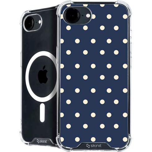 Blue and Cream Polka Dots iPhone 16e MagSafe Case