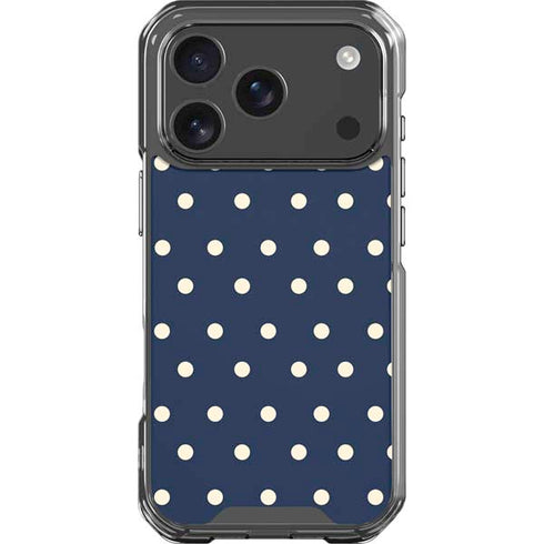 Blue and Cream Polka Dots iPhone 18 Pro Clear Case