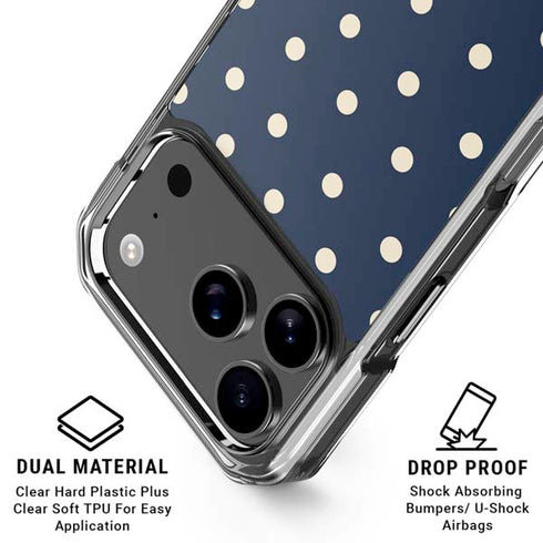 Blue and Cream Polka Dots iPhone 18 Pro Clear Case