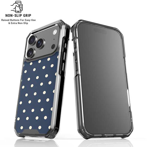 Blue and Cream Polka Dots iPhone 18 Pro Clear Case