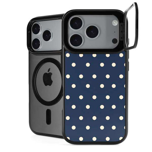 Blue and Cream Polka Dots iPhone 18 Pro Max Kickstand Case
