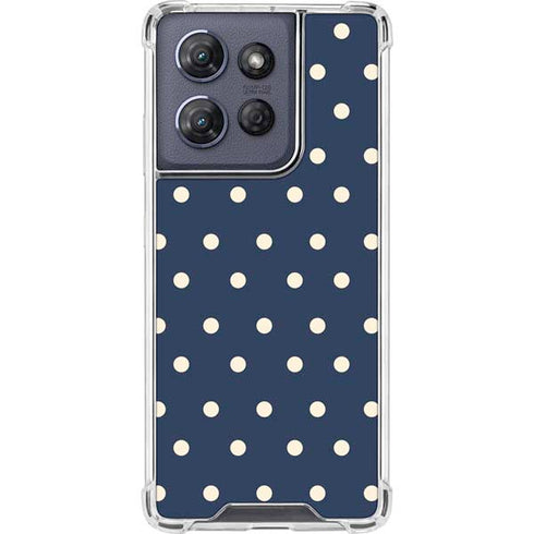 Blue and Cream Polka Dots Moto G 5G (2025) Clear Case