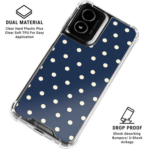 Blue and Cream Polka Dots Moto G Power 5G (2024) Clear Case