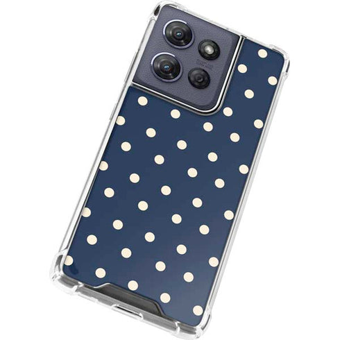Blue and Cream Polka Dots Moto G Stylus 5G (2025) Clear Case