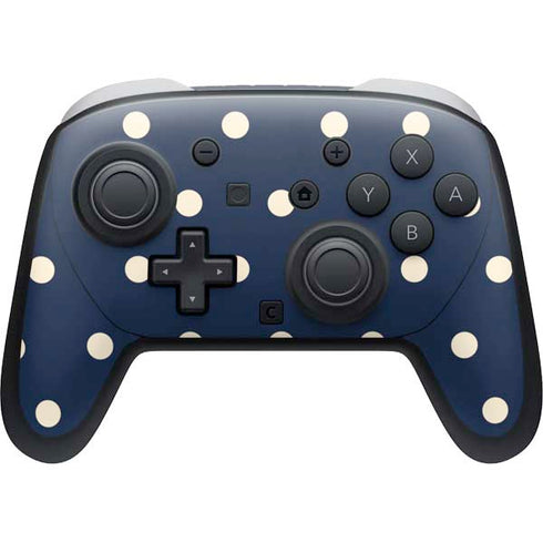 Blue and Cream Polka Dots Nintendo Switch 2 (2025) Pro Controller Skin