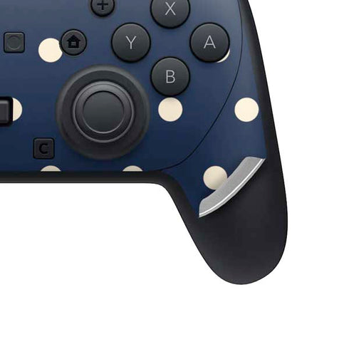 Blue and Cream Polka Dots Nintendo Switch 2 (2025) Pro Controller Skin