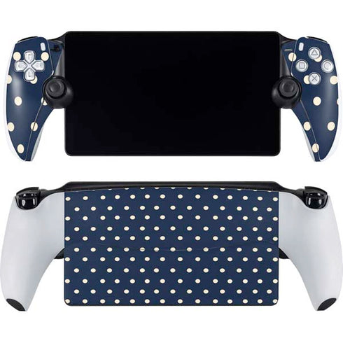 Blue and Cream Polka Dots PlayStation Portal Remote Player Skin