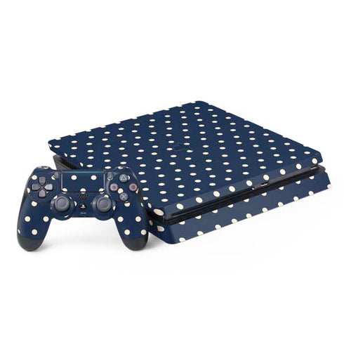 Blue and Cream Polka Dots PlayStation PS4 Skins