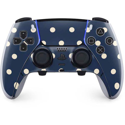 Blue and Cream Polka Dots PlayStation PS5 Skins