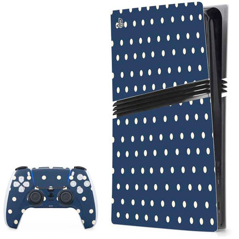 Blue and Cream Polka Dots PlayStation PS5 Skins