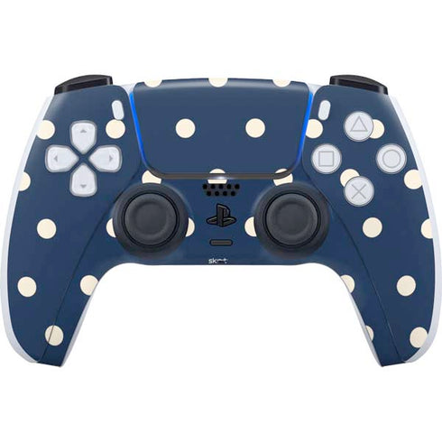 Blue and Cream Polka Dots PlayStation PS5 Skins