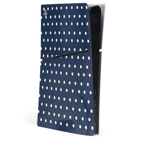 Blue and Cream Polka Dots PS5 Slim Digital Edition Console Skin