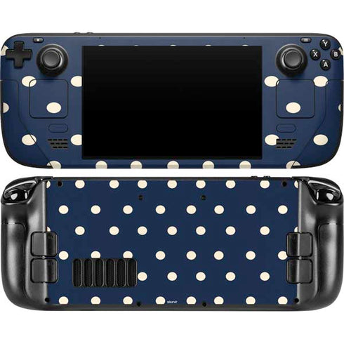 Blue and Cream Polka Dots Steam Deck Handheld Gaming Computer OLED Skin
