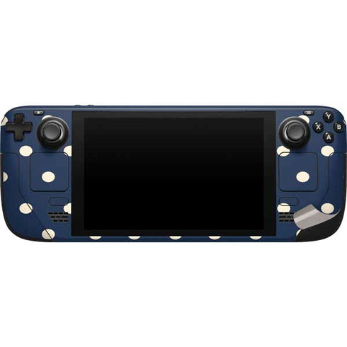 Blue and Cream Polka Dots Steam Deck Handheld Gaming Computer Skin
