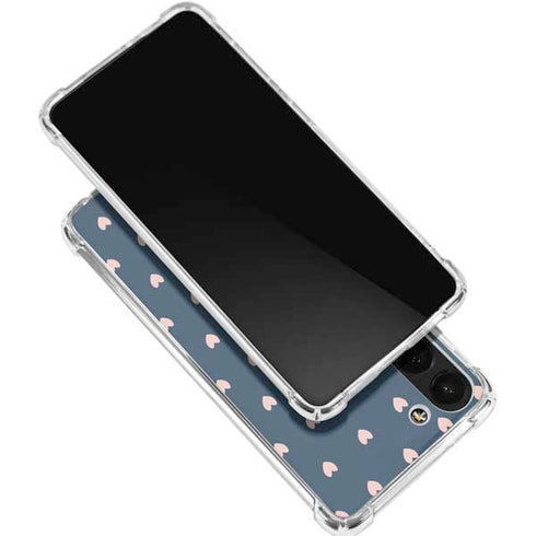 Blue and Pink Hearts Galaxy S24 FE Clear Case