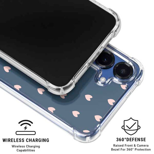 Blue and Pink Hearts Galaxy S25 Plus Clear Case