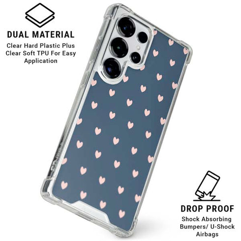 Blue and Pink Hearts Galaxy S25 Ultra Clear Case