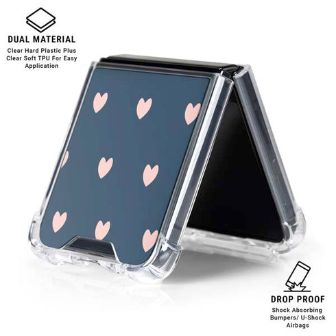 Blue and Pink Hearts Galaxy Z Flip6 Clear Case