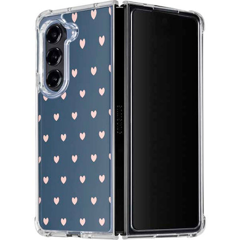 Blue and Pink Hearts Galaxy Z Fold5 5G Clear Case