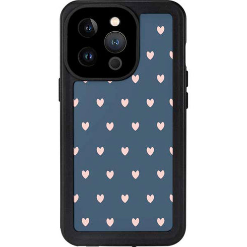 Blue and Pink Hearts iPhone 15 Pro Waterproof Case
