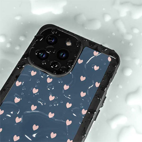 Blue and Pink Hearts iPhone 15 Pro Waterproof Case