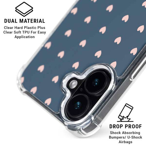 Blue and Pink Hearts iPhone 16 Clear Case