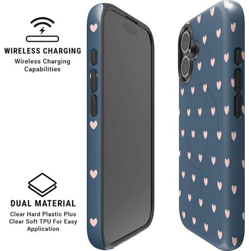 Blue and Pink Hearts iPhone 16 Magsafe Impact Case