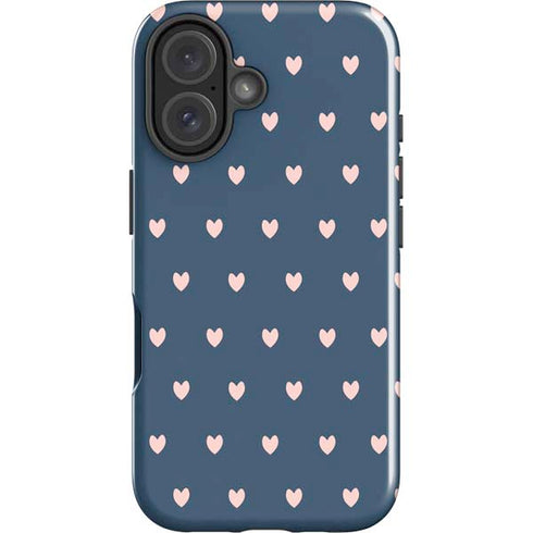 Blue and Pink Hearts iPhone 16 Plus Impact Case