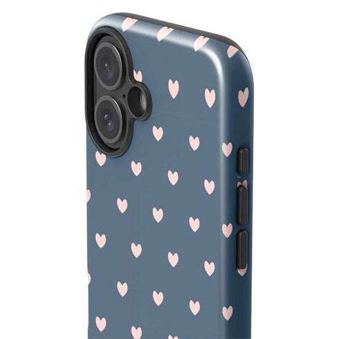 Blue and Pink Hearts iPhone 16 Plus Impact Case