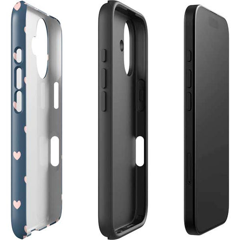 Blue and Pink Hearts iPhone 16 Plus Impact Case
