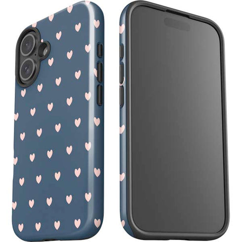 Blue and Pink Hearts iPhone 16 Plus Impact Case