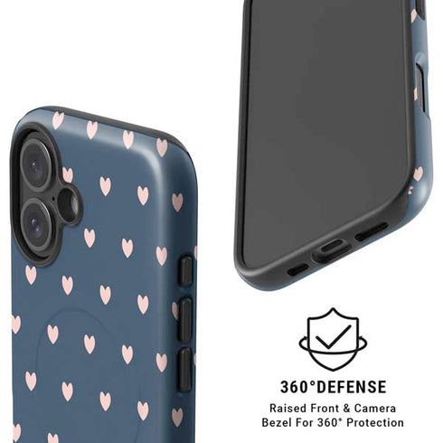 Blue and Pink Hearts iPhone 16 Plus Magsafe Impact Case