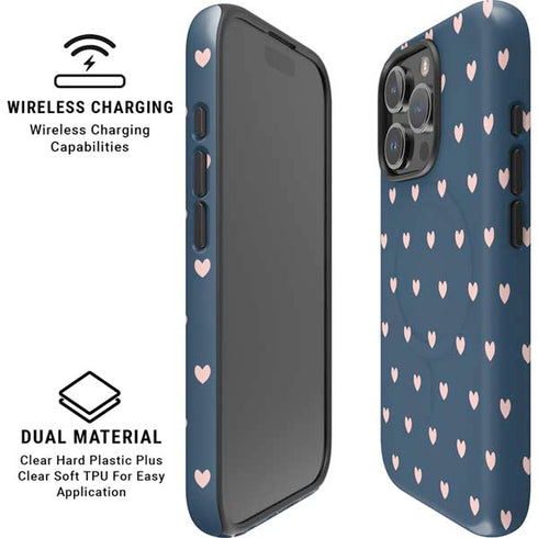 Blue and Pink Hearts iPhone 16 Pro Magsafe Impact Case
