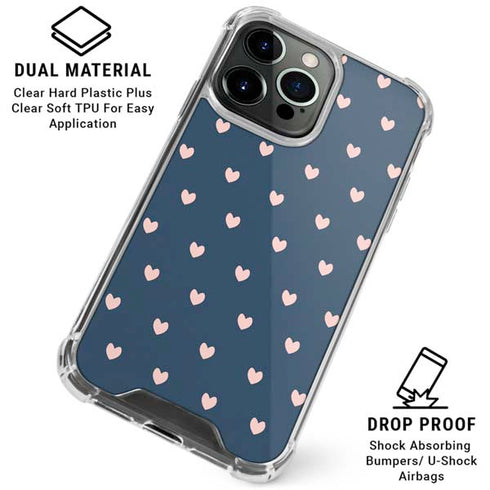 Blue and Pink Hearts iPhone 16 Pro Max Clear Case