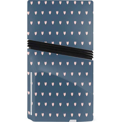 Blue and Pink Hearts PS5 Pro Disk Console Skin