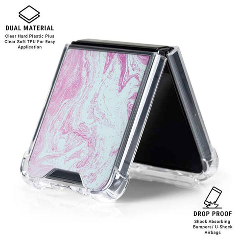 Blue and Purple Marble Galaxy Z Flip6 Clear Case
