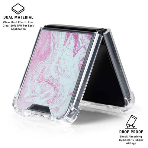 Blue and Purple Marble Galaxy Z Flip7 Clear Case