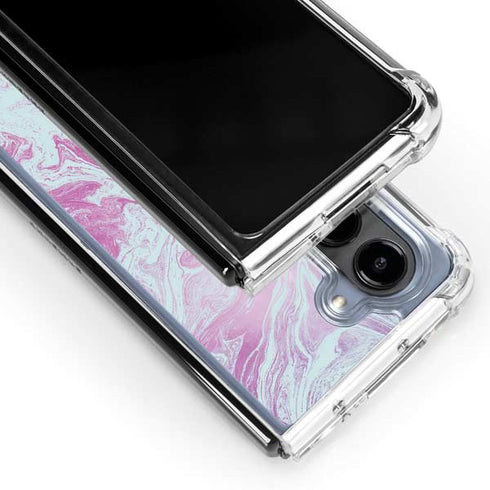 Blue and Purple Marble Galaxy Z Fold5 5G Clear Case