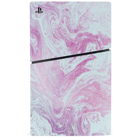 Blue and Purple Marble PS5 Slim Digital Edition Console Skin