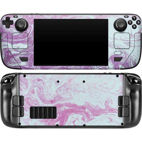 Blue and Purple Marble Steam Deck Handheld Gaming Computer OLED Skin