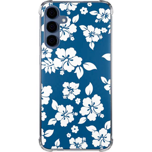 Blue and White Galaxy A55 5G Clear Case