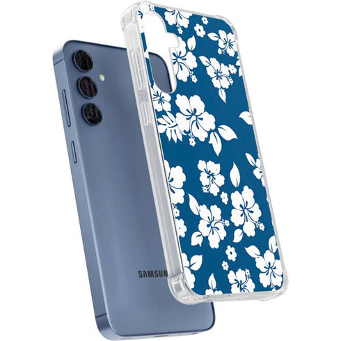 Blue and White Galaxy A55 5G Clear Case