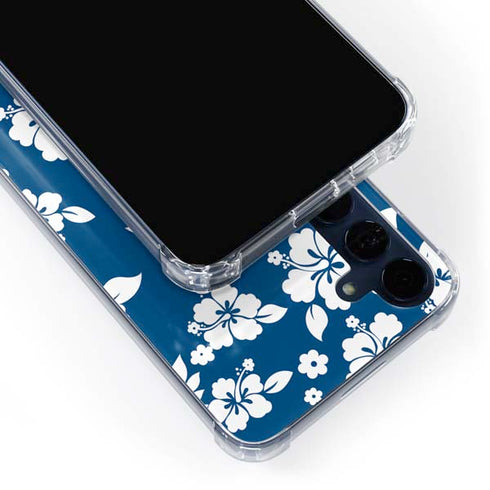Blue and White Galaxy A55 5G Clear Case
