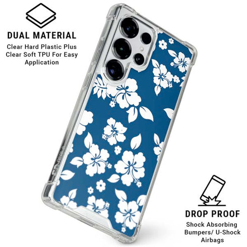 Blue and White Galaxy S25 Ultra Clear Case