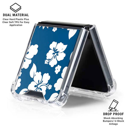 Blue and White Galaxy Z Flip7 Clear Case