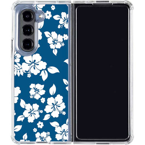 Blue and White Galaxy Z Fold5 5G Clear Case